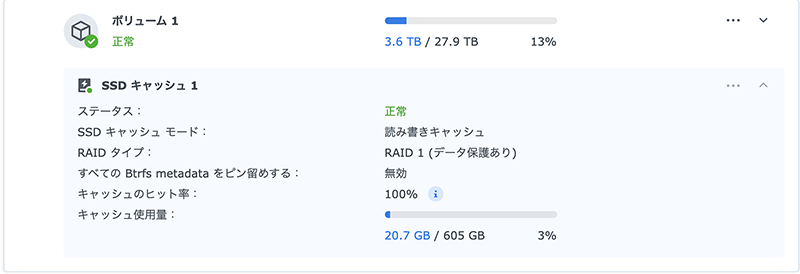 キャッシュ使用量